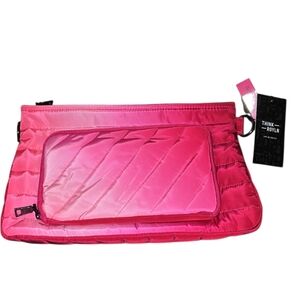 THINK ROYLN Bright Pink Quilted Wristlet Clutch With Strap, NWT!!!